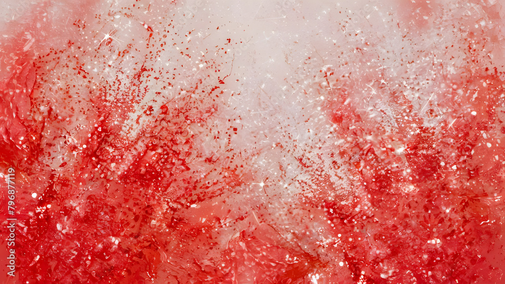 A stunning and vibrant artwork featuring a red sparkle texture background.