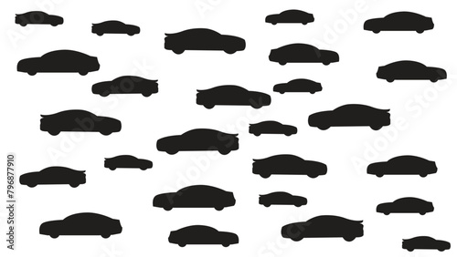 car silhouettes. car silhouettes images. black and white vector car . Car icon set in linear style, car icon