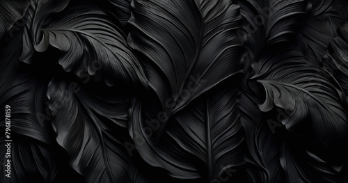 Plano de fundo preto com textura em estilo de folhas photo