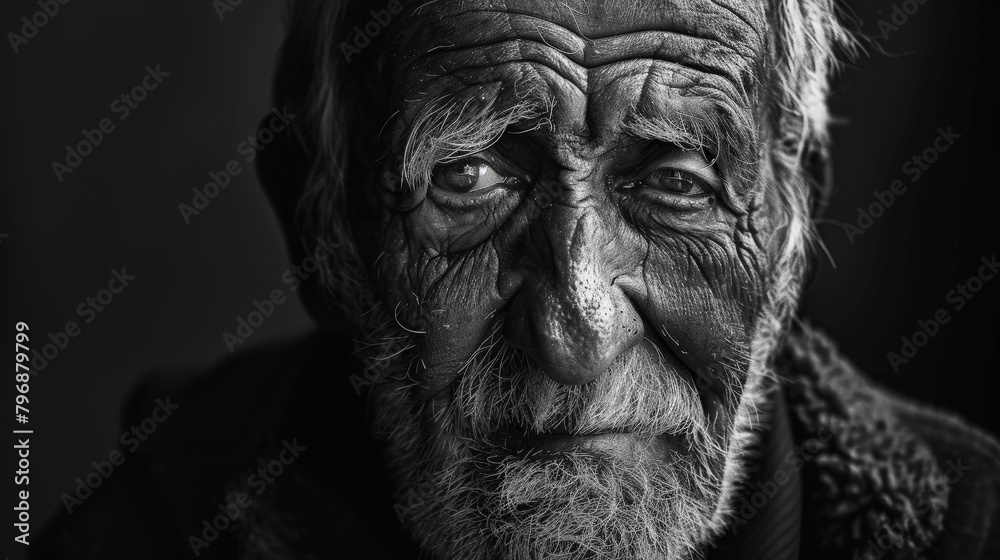 Timeless Wisdom: Macro Portrait of an Elderly Gentleman. Generative AI Timeless Wisdom: Macro Portrait of an Elderly Gentleman. Generative AI