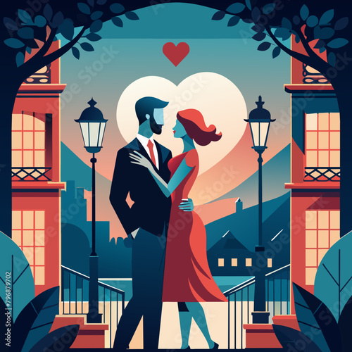 Beautiful Romatic Love Couple illustration  