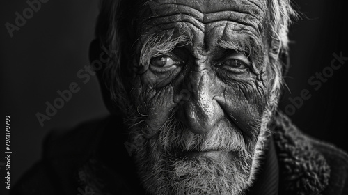 Timeless Wisdom  Macro Portrait of an Elderly Gentleman. Generative AI