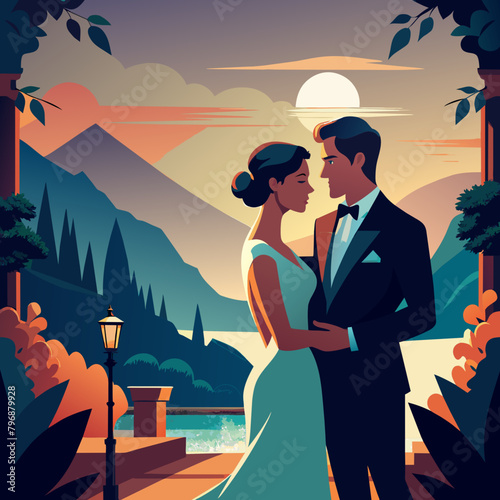 Beautiful Romatic Love Couple illustration  