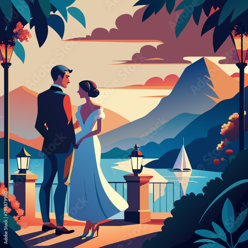 Beautiful Romatic Love Couple illustration  