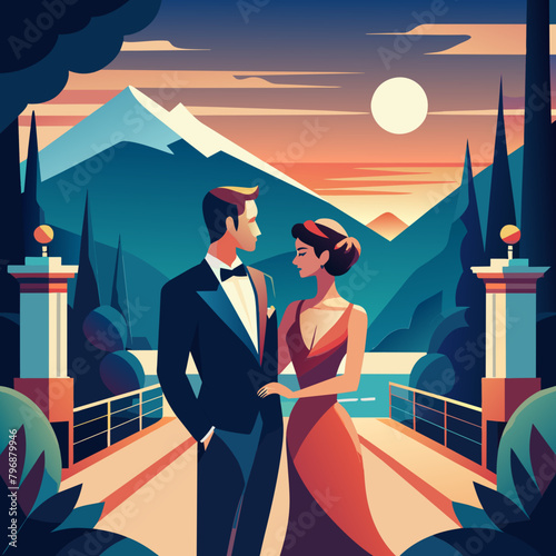 Beautiful Romatic Love Couple illustration  