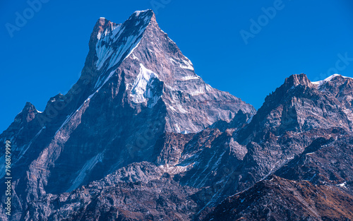 Landscape view of Mount Machhapuchhre range in Nepal. © gorkhe1980
