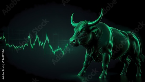 bull on the black background