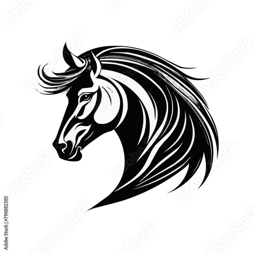 Wallpaper Mural Horse head vector design | Silhouette of a horse head on white canvas Torontodigital.ca
