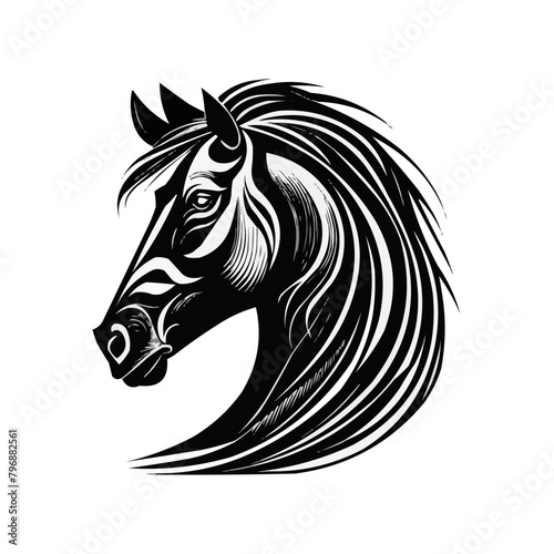 Wallpaper Mural horse head illustration black and white | Digital silhouette of a horse Torontodigital.ca