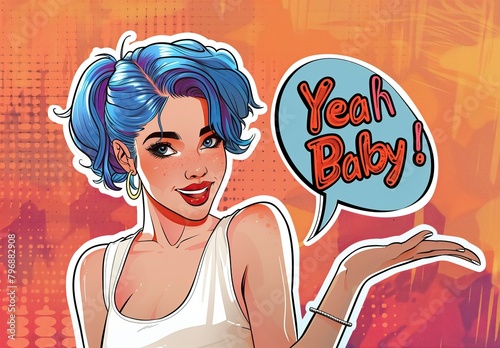 A sexy young girl in comic book style design.