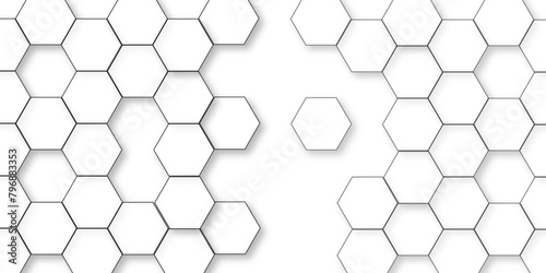 Abstract white background with hexagon and hexagonal background. Luxury white pattern with hexagons. abstract 3d hexagonal background with shadow. 3D futuristic abstract honeycomb mosaic background.