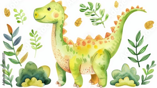 Adorable Dinosaur Stickers for Kids Generative AI photo