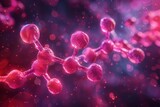 A vibrant abstract image of pink molecular structures in a floating state, suggesting themes of health, biology, and the micro-world