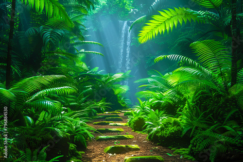 Enchanted amazon pathway to hidden waterfall