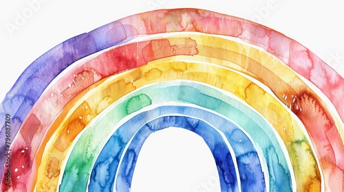 Vibrant Boho Rainbow on White Background Generative AI photo