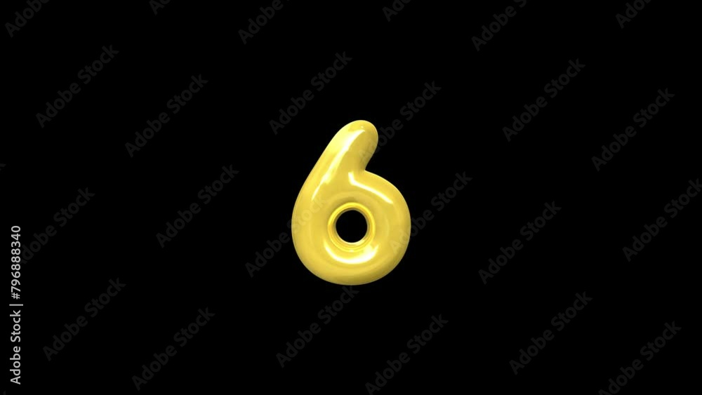 Countdown timer from 10 to 0 seconds on black background. 4k resolution Realtime countdown animation.  Animated Countdown with Transparency for Seamless Compositing