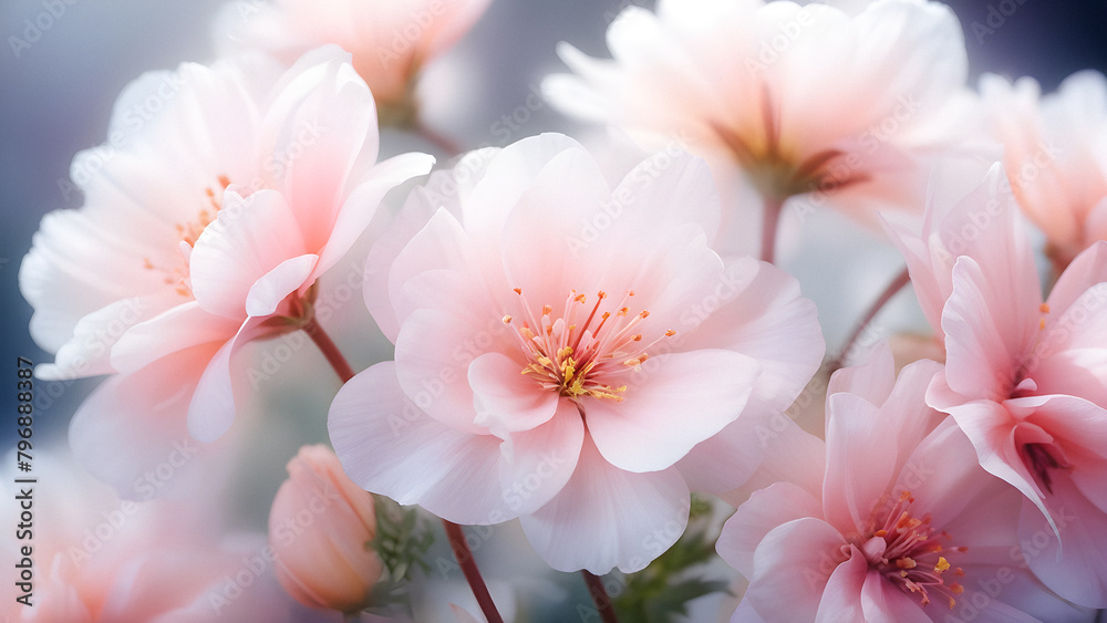 Dreamy Bloom: Soft Pastel Flowers in a Blurred Romantic Embrace. generative AI Dreamy Bloom: Soft Pastel Flowers in a Blurred Romantic Embrace. generative AI