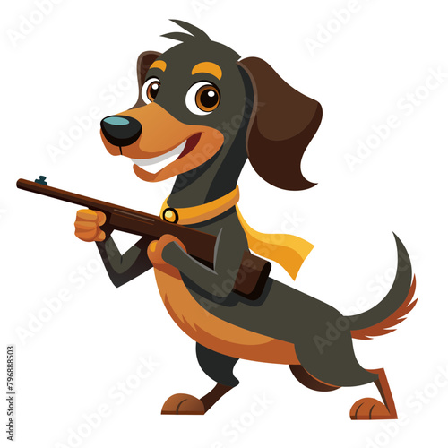 Stylized Pitbull Dog holding a submachine gun, exuding a sense of power and readiness