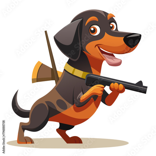 Stylized Pitbull Dog holding a submachine gun, exuding a sense of power and readiness