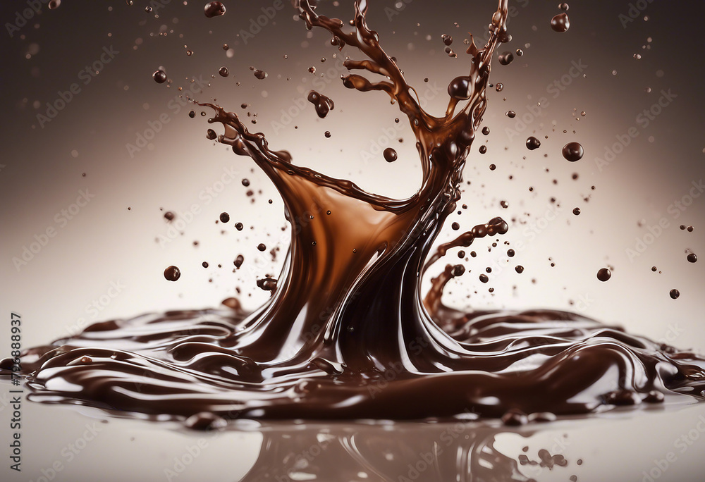 Dark brown Chocolate or cocoa liquid swirl splash with little foundation bubbles isolated on clear b Dark brown Chocolate or cocoa liquid swirl splash with little foundation bubbles isolated on clear b