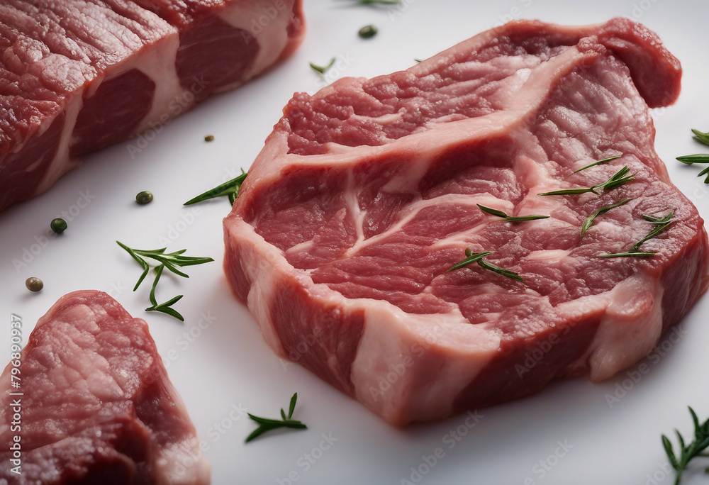 Meat or beef steak medium rare degree of doneness for cooking and grilling white rose marry pieces isolated on white background Meat or beef steak medium rare degree of doneness for cooking and grilling white rose marry pieces isolated on white background