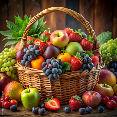 free photo fresh and healthy fruits in straw bask