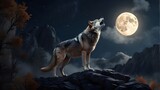wolf howling at the moon, wolf howling at the moon, Howling wolves at night, A wolf howling at night.