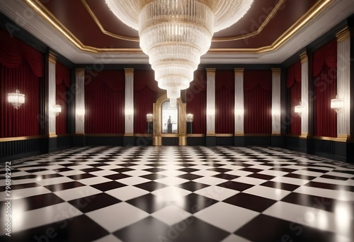 A realistic 8k art deco ballroom with a glossy che (5) photo