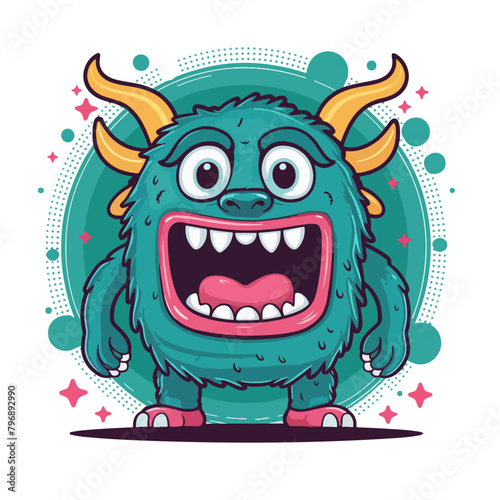 Funny Cartoon Monster Character - Kawaii Chibi Style Vector Illustration  EPS 10 