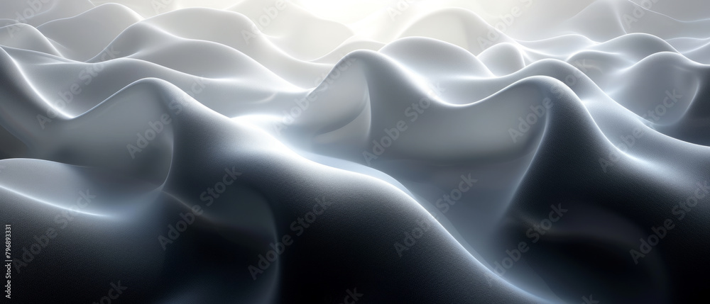 Fototapeta premium A black and white snowy landscape with a wave of fabric