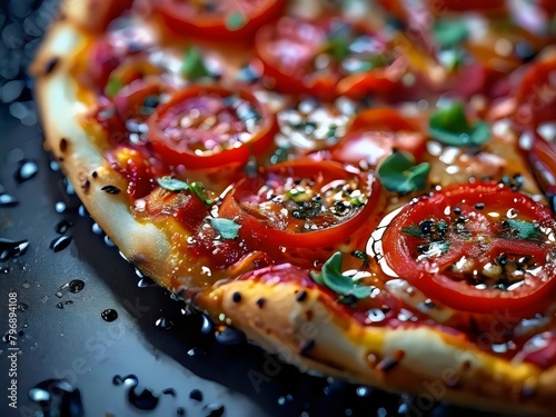 pizza with tomato and basil photo