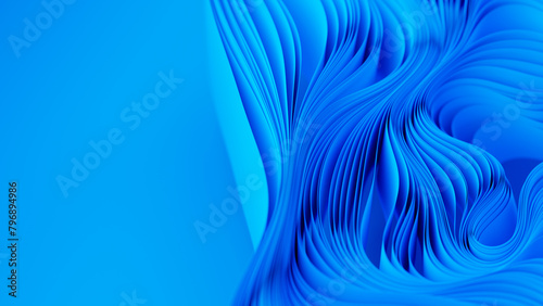 Blue layers of cloth or paper warping. Abstract fabric twist. 3d render illustration (ID: 796894986)