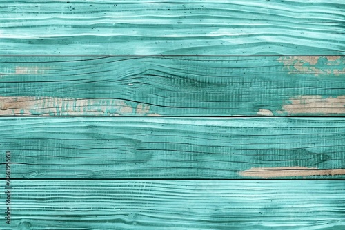 Teal or turquoise green painted wood background texture. generative ai. photo