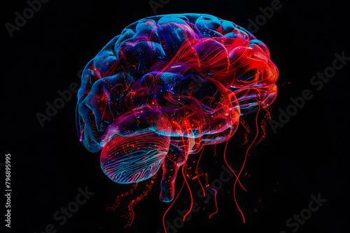Cerveau humain, illustration scientifique photo