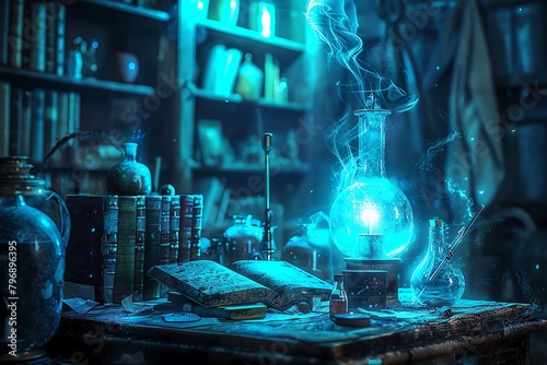 An illustration of a wizard's laboratory