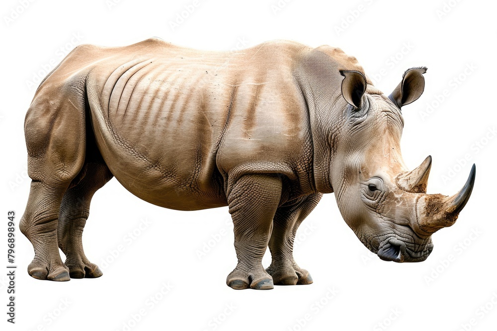 Big african Rhino isolated on white background