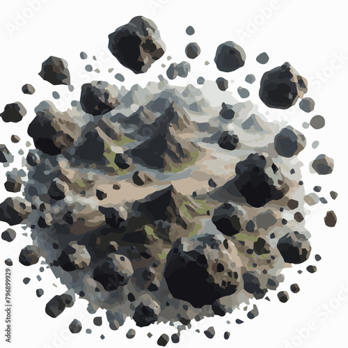 set of rock watercolor illustration isolated on transparent background