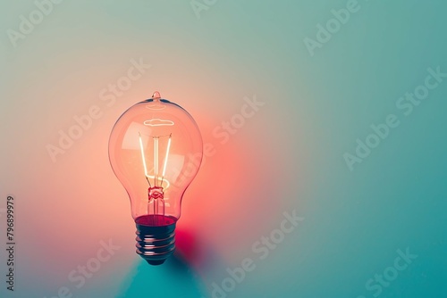 Glowing Lightbulb Representing Creativity and Innovation in a Minimalist Setting