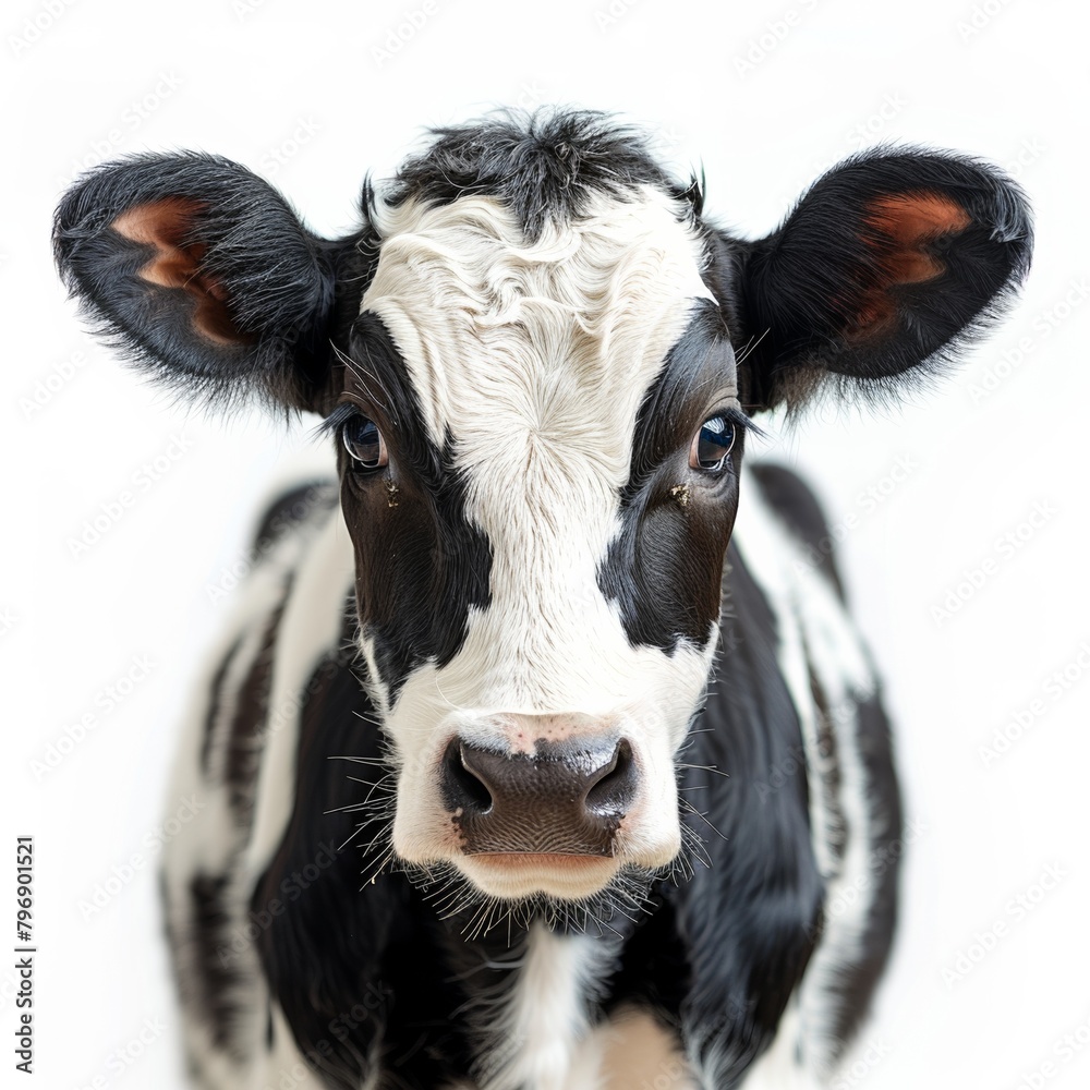 A cute calf, its brown and white face staring curiously at the camera. A cute calf, its brown and white face staring curiously at the camera.