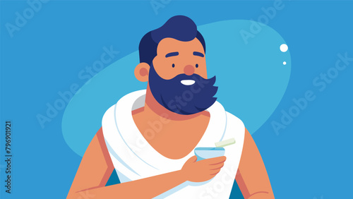 With a steamy towel wrapped around his face a man indulges in a pampering hot shave luxuriating in the soothing sensations and leaving with a.