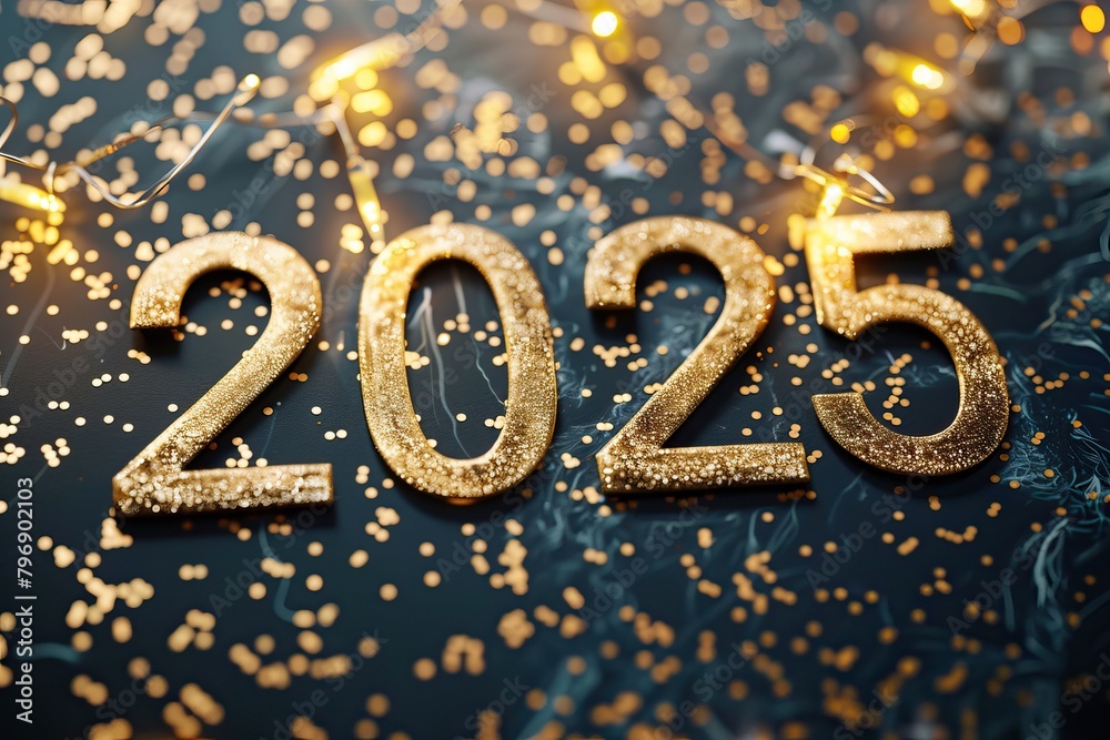 number 2025 - gold metal number. New year concept. Gold number 2025 - gold metal number. New year concept. Gold