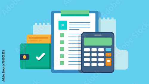 A calculator and a bank statement with a list of budgeting apps and tools for digital nomads to easily track and manage their finances onthego.
