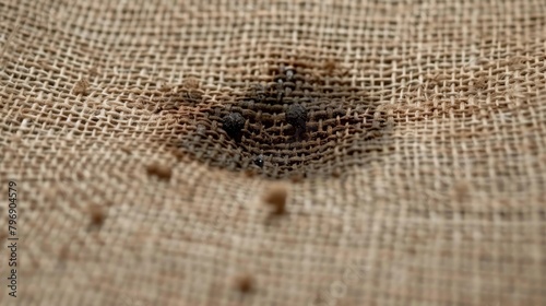  A close-up of a burlap sack of burlap