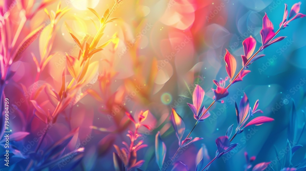 Magical sunrise light on tender spring flowers with bokeh background Magical sunrise light on tender spring flowers with bokeh background