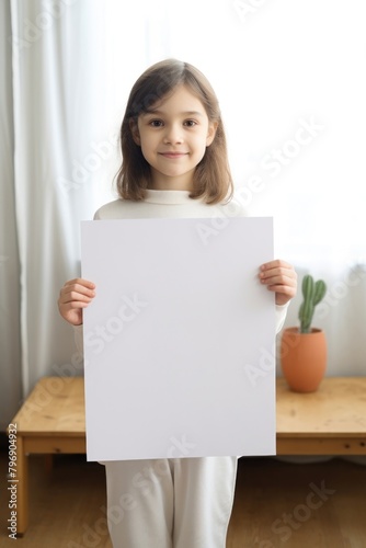 Paper child portrait holding. photo
