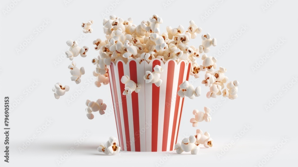 A 3D icon representing popcorn rendered in vector format.