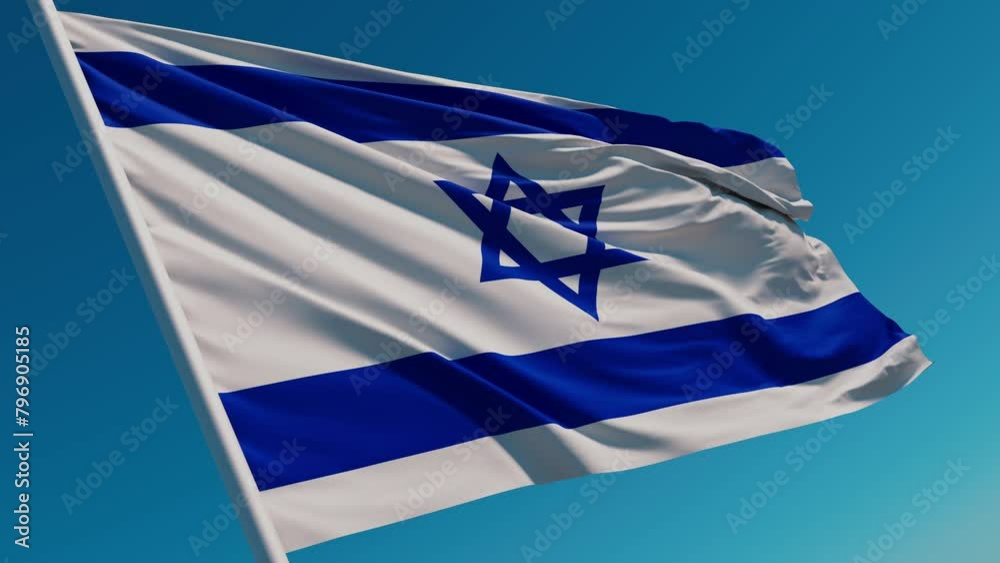 Israel flag waving 4k