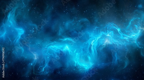  A blue and black backdrop featuring stars and swirls on the left and right sides