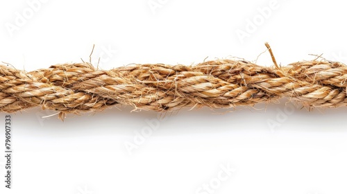   Close-up of rope against white background Clipping path to the rope's end
