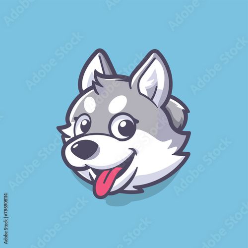 Cute cartoon husky dog mascot vector illustration